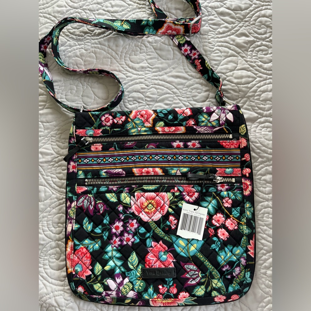 Vera Bradley Triple Zip Hipster Crossbody Purse